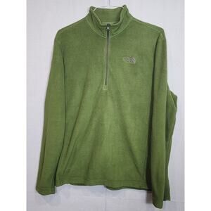 The North Face Jacket Mens Green Quarter Zip Pullover Fleece Outdoor Sz L‎